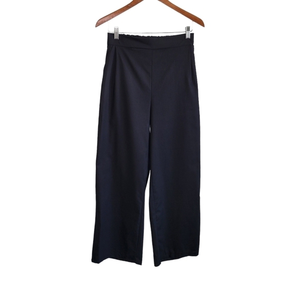 Black Pull-On Woven Wide-Leg Lightweight Pants Size XL Fits 26-30" Waist - Picture 1 of 10